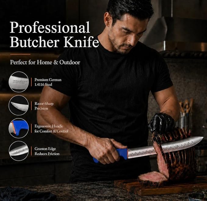 DRAGON RIOT 6 Pcs Butcher Knives Set, Meat Processing Knife Set