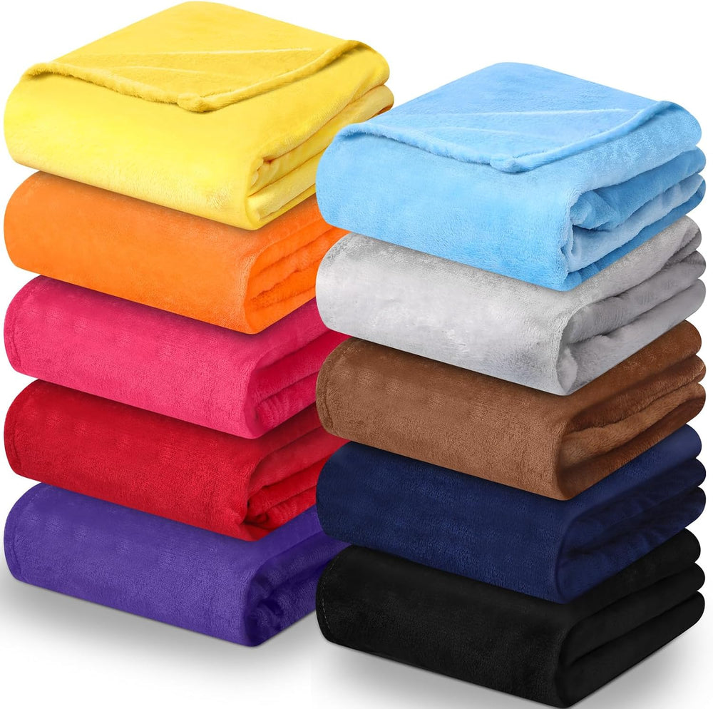 Panitay 10 Pcs Fleece Throw Blanket Bulk 50x60 Inch Soft, Rich Color