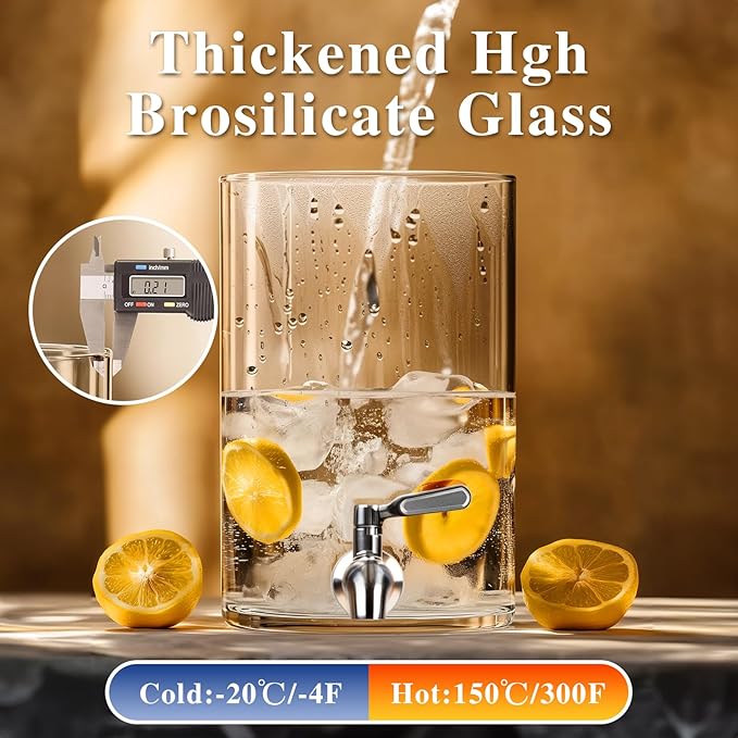 Beverage Dispenser 2.1 Gallon, Glass Drink Dispenser