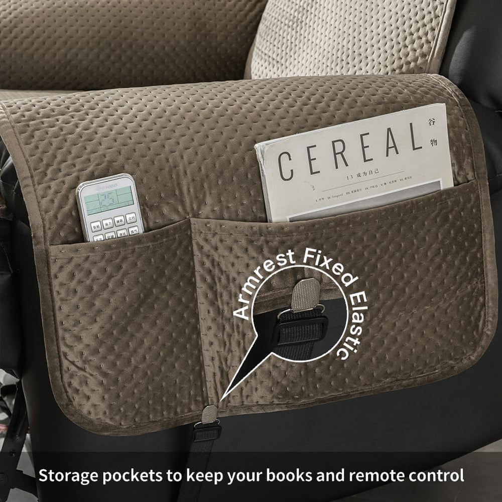 STONECREST Recliner Chair Cover, Water Resistant Velvet Quilted Slipcover, St...