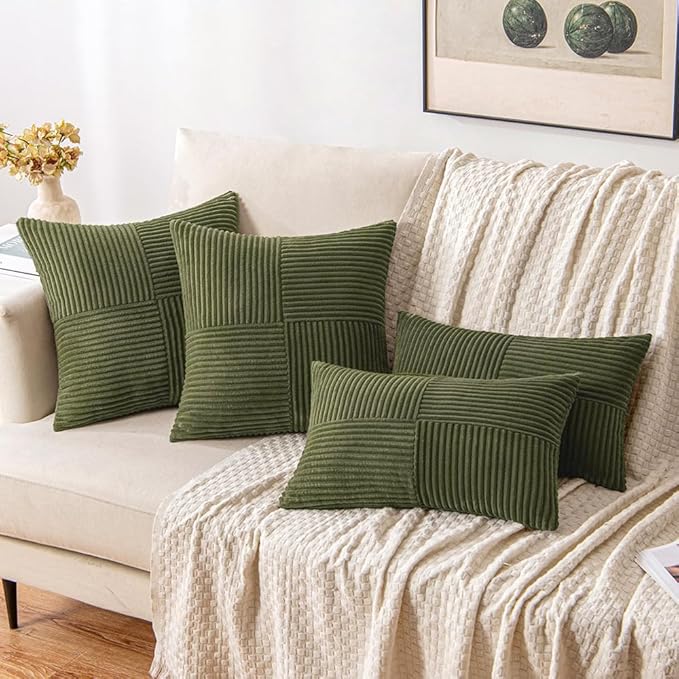 MIULEE Olive Green Decorative Throw Pillow Covers 20x20 Inch - Image 2