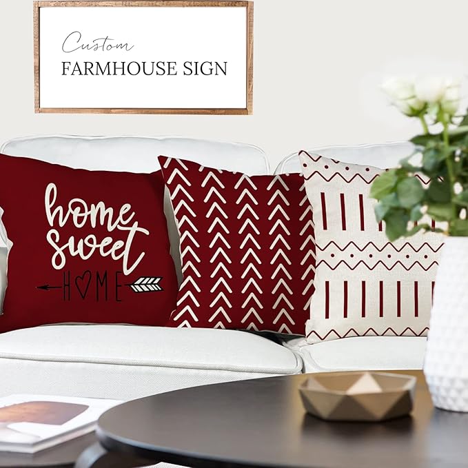 YCOLL Christmas Pillow Covers 18x18 Set of 4, Modern Sofa Throw Pillow Cover - Image 4