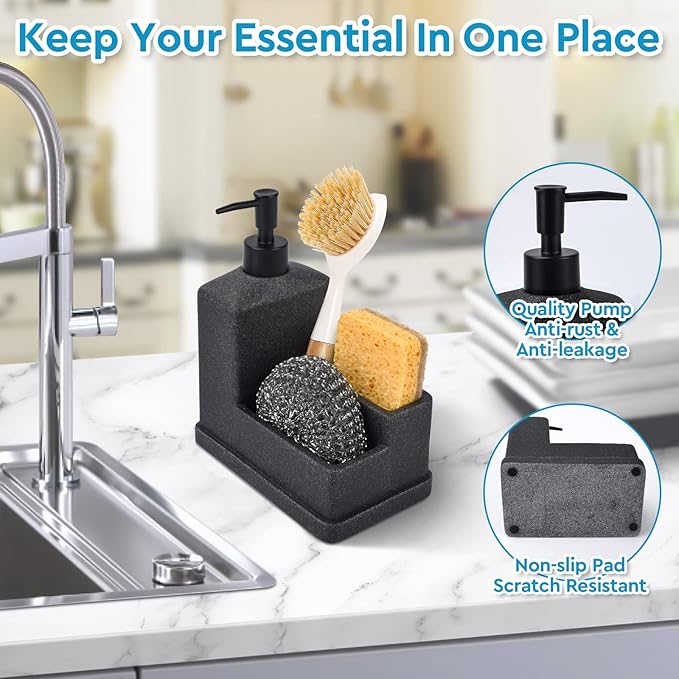 Dish Soap Dispenser with Sponge Holder, Liquid Hand and Dish Soap Dispenser and - Image 5