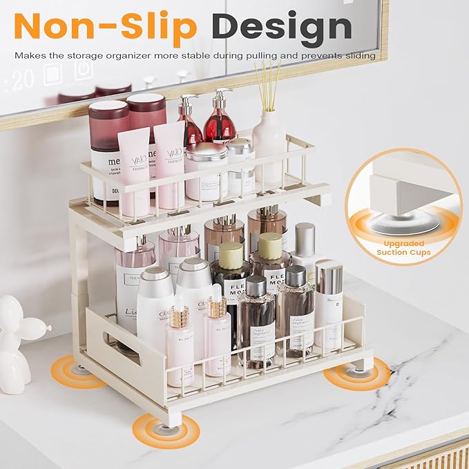 Under Sink Organizer, Heavy Duty Metal Pull Out Cabinet Organizer Slide Out - Image 5