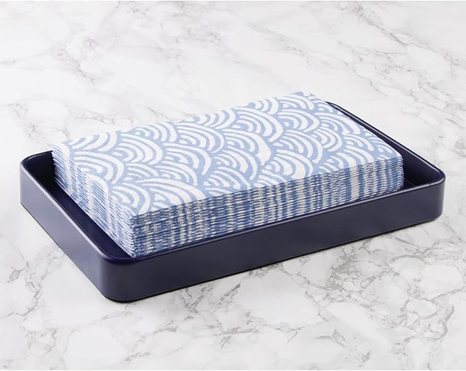 mDesign Modern Decorative Metal Guest Hand Towel Tray Holder Organizer - Image 3
