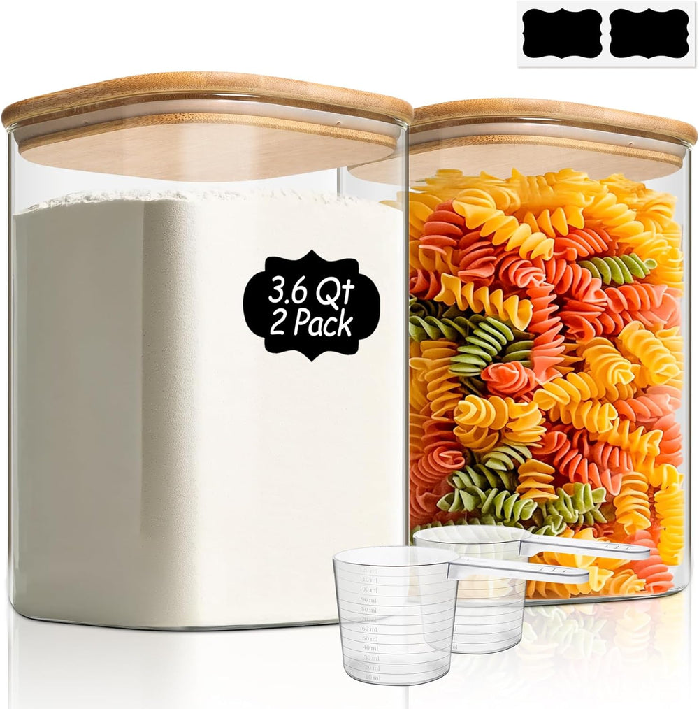 ComSaf 3.6 Qt Glass Food Storage Containers Set of 2, Large Storage Containers