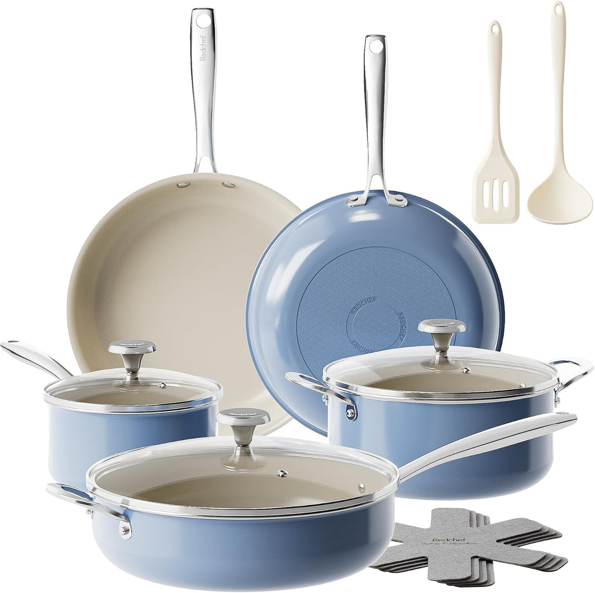 Redchef Ceramic Nonstick Cookware Set, Induction Cookware (14 Pcs)