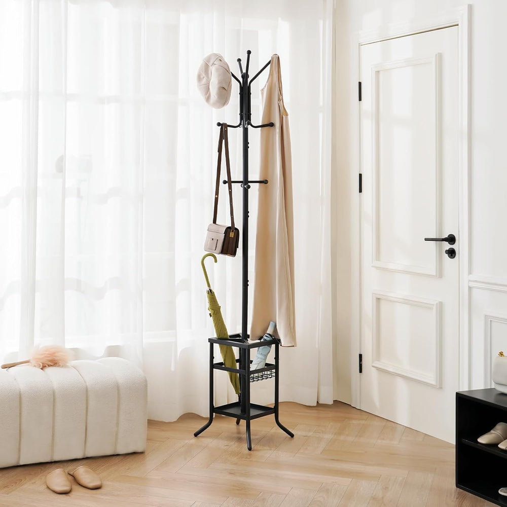 Yoobure Coat Rack Freestanding - Coat Tree with Umbrella Holder, Metal Coat R...