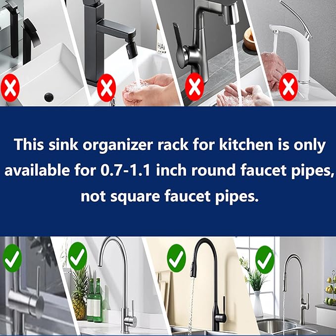 Kitchen Sink Faucet Organizer Multifunction Sponge Holder Organizer Sink Drain - Image 8