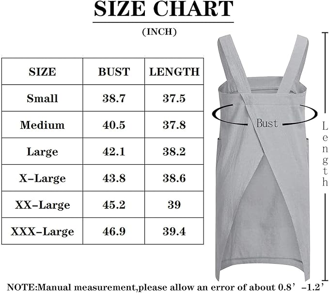 VLZUFE Cotton Linen Apron for women Cross Back Apron Pinafore Dress for Baking - Image 5