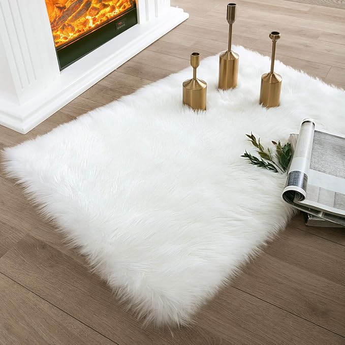 Ashler Home Deco Faux Fur Area Rug, 2 x 2.9 ft, Machine Washable by AshlerHomeDeco