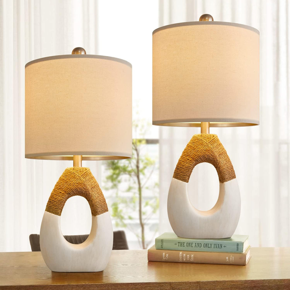 OYEARS 19'' Small Boho Table Lamps for Bedroom Set of 2 for Bedside