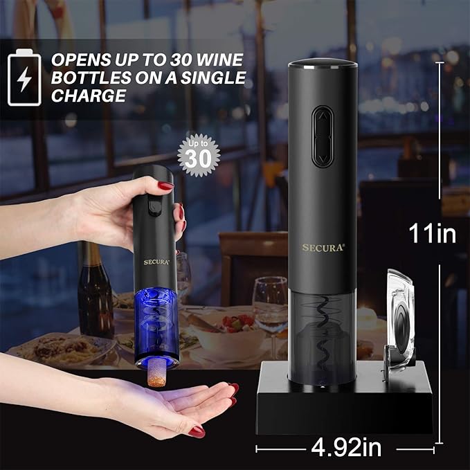 Secura Electric Wine Opener, Automatic Electric Wine Bottle Corkscrew Opener - Image 4