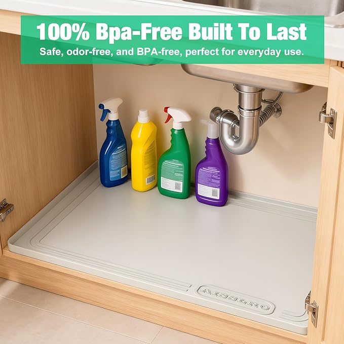 Aisslro Under Sink Mat 22" X 19", Waterproof Silicone Cabinet Organizer - Image 8