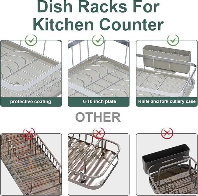 LIYI Dish Drainer, Large Capacity Storage, - Image 5
