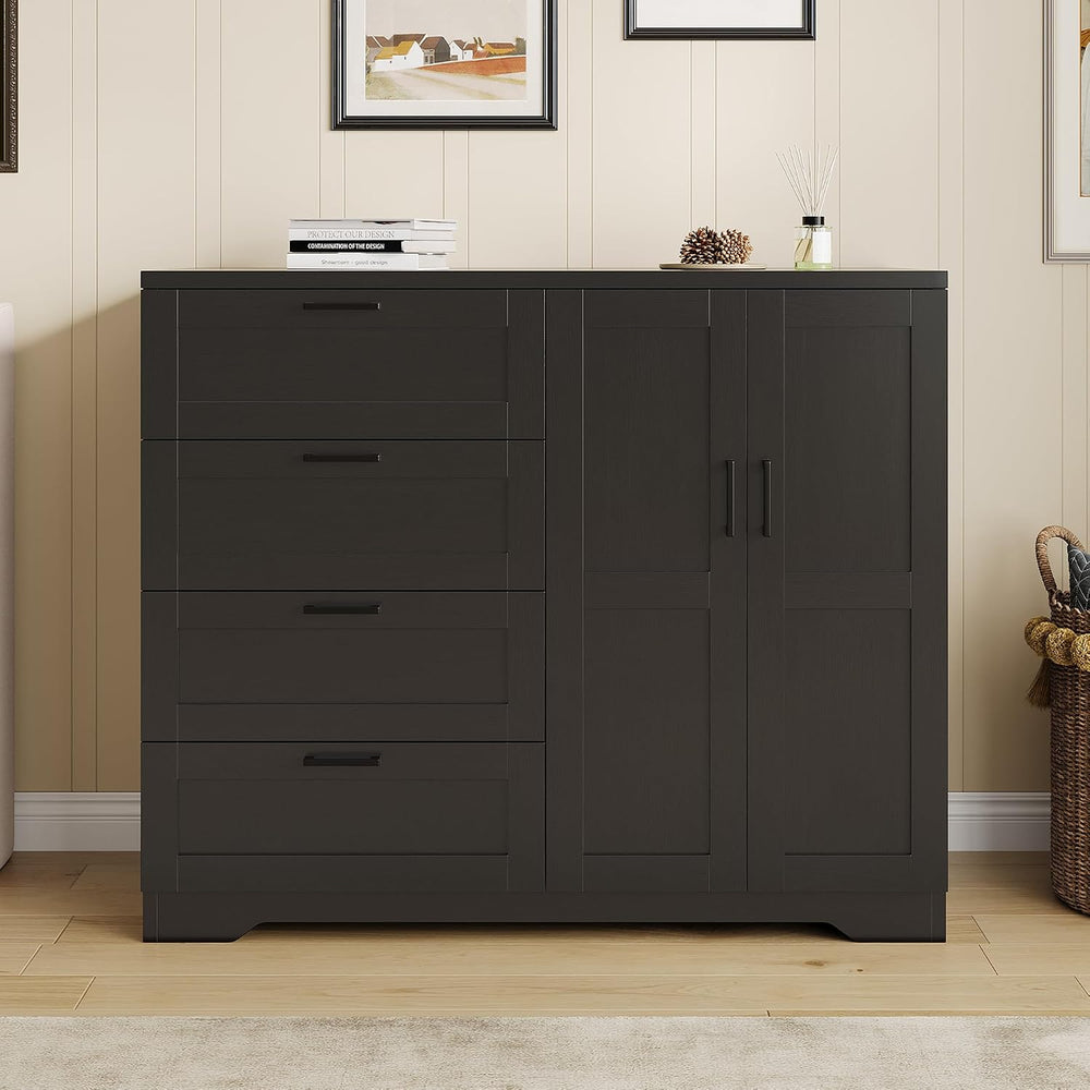 GarveeHome Multifunctional Wooden Dresser for Bedroom, 43.3 in H 2 Door Wardr...
