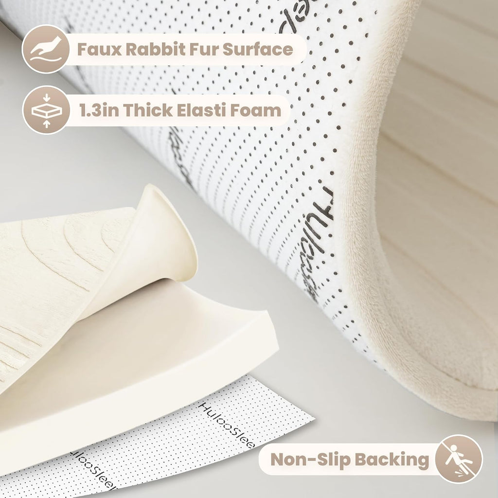 Huloo Sleep 1.3" Extra Thick Fluffy Baby Play Mat for Floor,6'×9'Large Padded Kids Rug with Ultra Soft 3D Carved Faux Rabbit Fur,Non-Slip Carpet Nursery Rug Area Rug for Playroom Living Room(Cream)