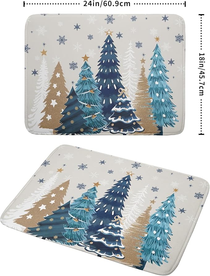 Christmas Tree Dish Drying Mat for Kitchen Counter 24x18 Inch Xmas Snowflake - Image 4