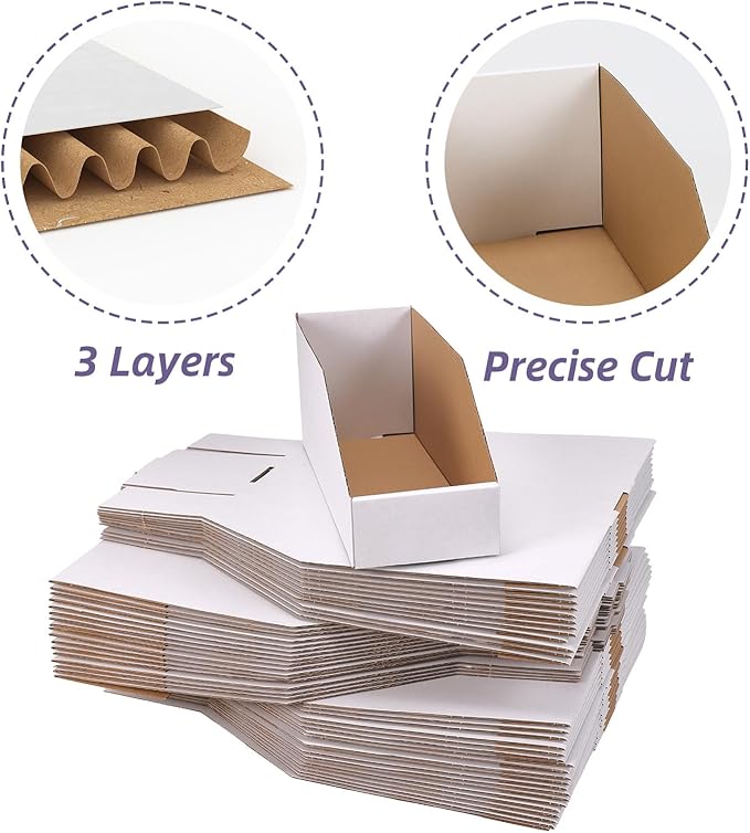 EXYGLO Cardboard Storage Bins 50 Pack, Corrugated Organizer Bins - Image 3