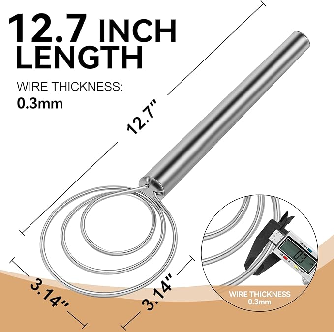 Danish Dough Whisk Stainless Steel Hook Dutch Baking Tool Bread Sourdough Mixer - Image 2