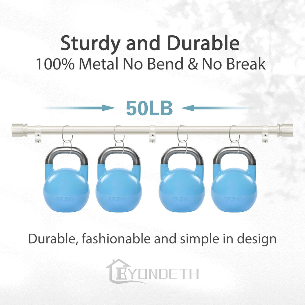Byondeth Curtain Rods for Windows 16 to 120 Inches Adjustable Length 1 Inch D...