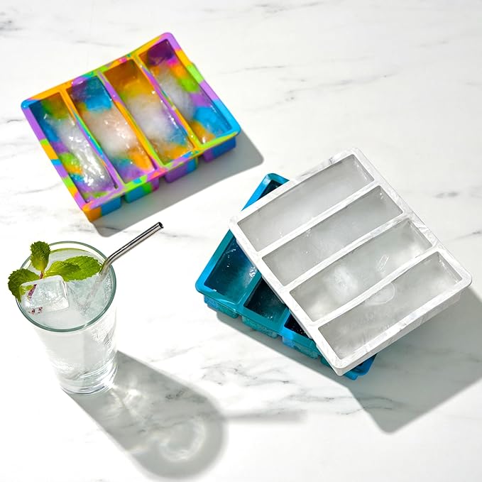 Host Ice Cube Tray, Makes Four 5-Inch Long Cubes, Durable Silicone Trays - Image 4