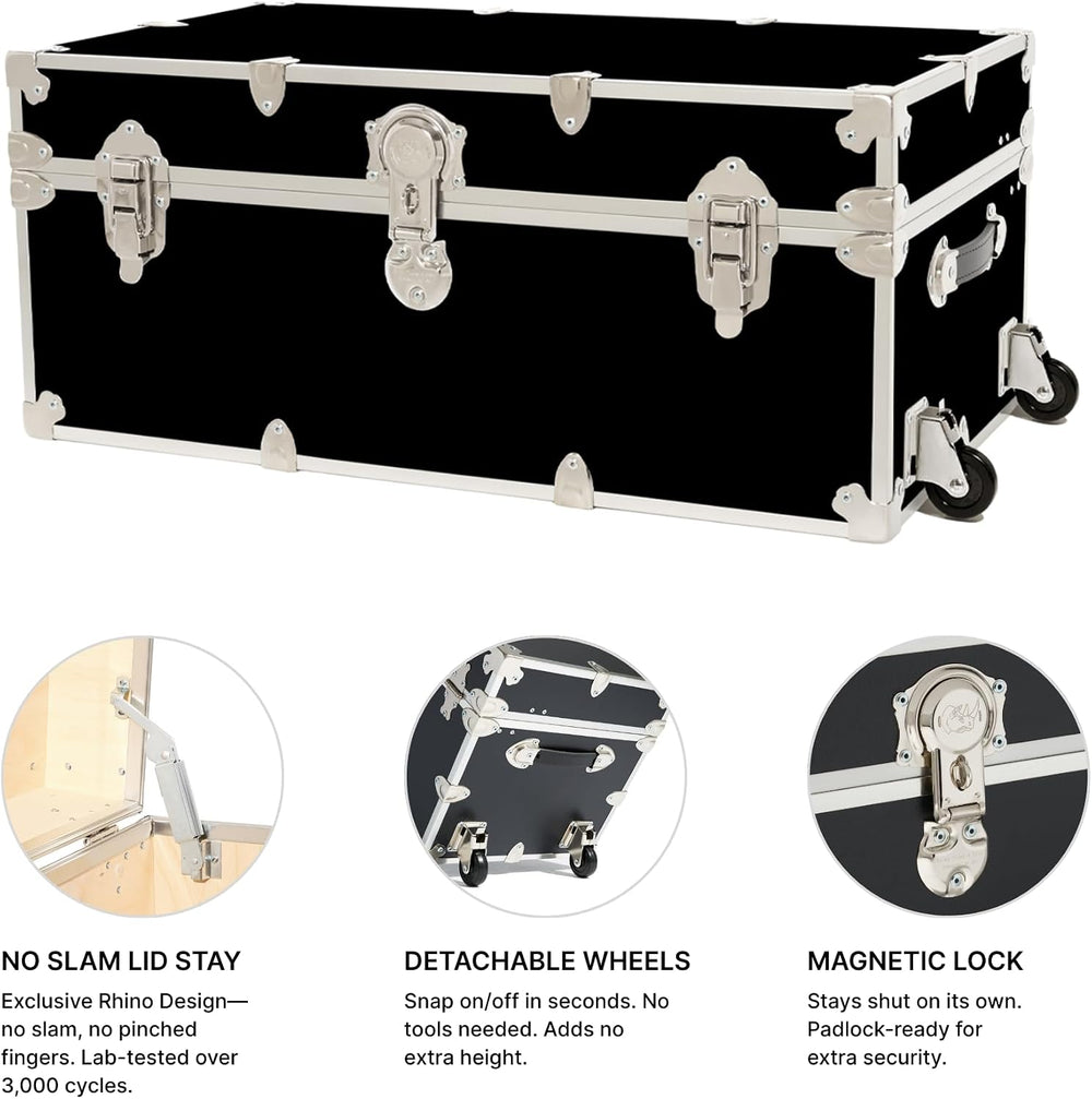Rhino Classic Camp & College Trunk with Wheels, Footlocker, Dorm Storage ...