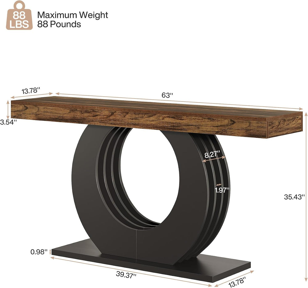 Tribesigns 63-Inch Console Sofa Table, Rustic Industrial Farmhouse Entryway T...