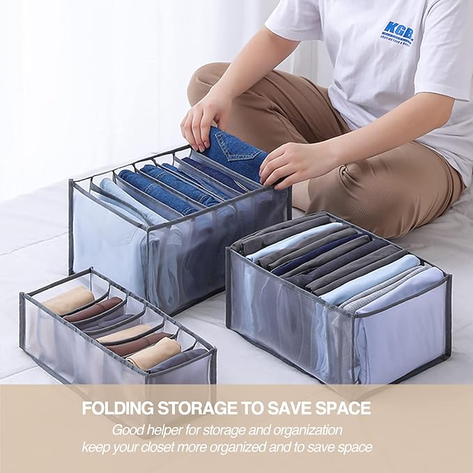 Wardrobe Clothes Organizer 7 Grids Portable Closet Organizer Mesh Separation - Image 2