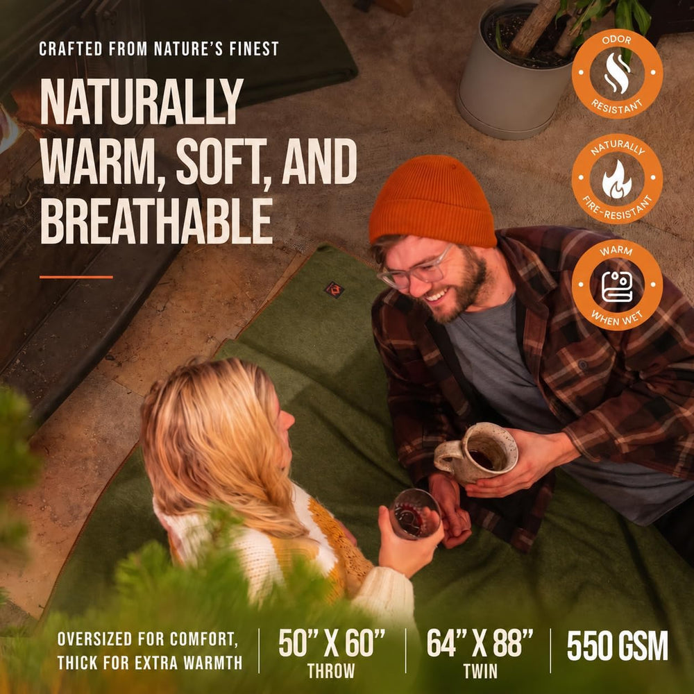 Arcturus Military Wool Blanket - Warm, Thick, Washable - Great for Outdoors, ...