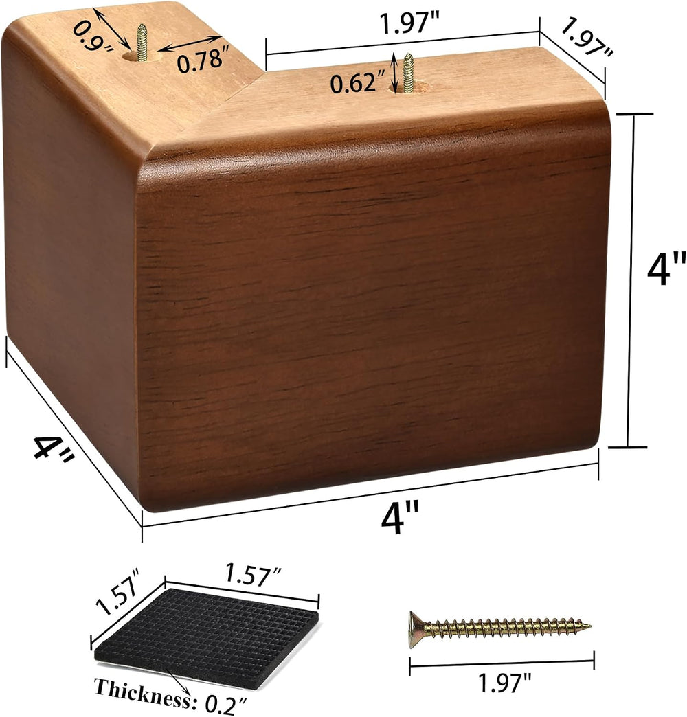 Solid Wood Legs for Furniture, L-Shaped Bed Risers, Furniture Legs for Sofa C...