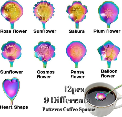 12 Pcs Flower Coffee Tea Spoons Set - Image 2