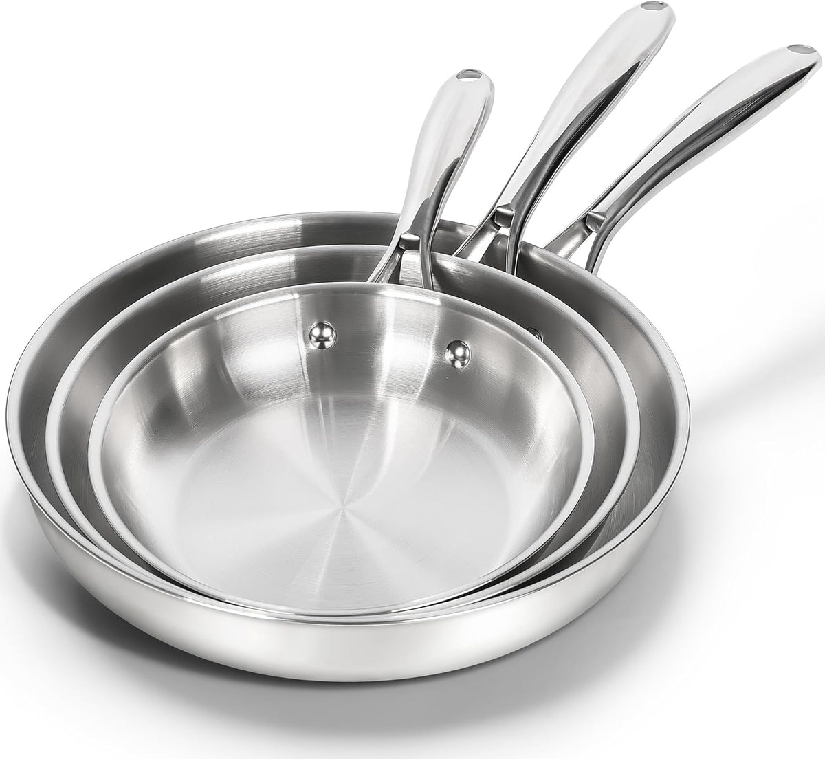 MICHELANGELO 18/10 Stainless Steel Frying Pan Set, Triply Base Stainless Steel