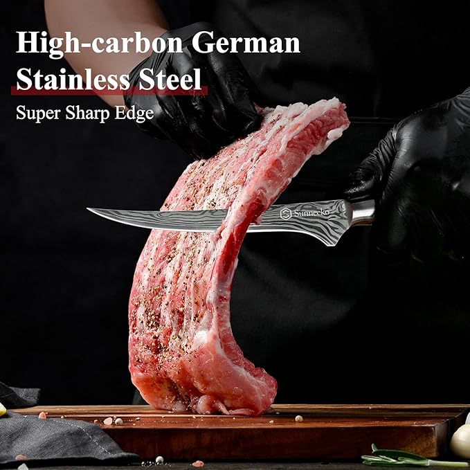Sunnecko Boning Knife with Pakkawood Handle, 6 inch High Carbon German - Image 3