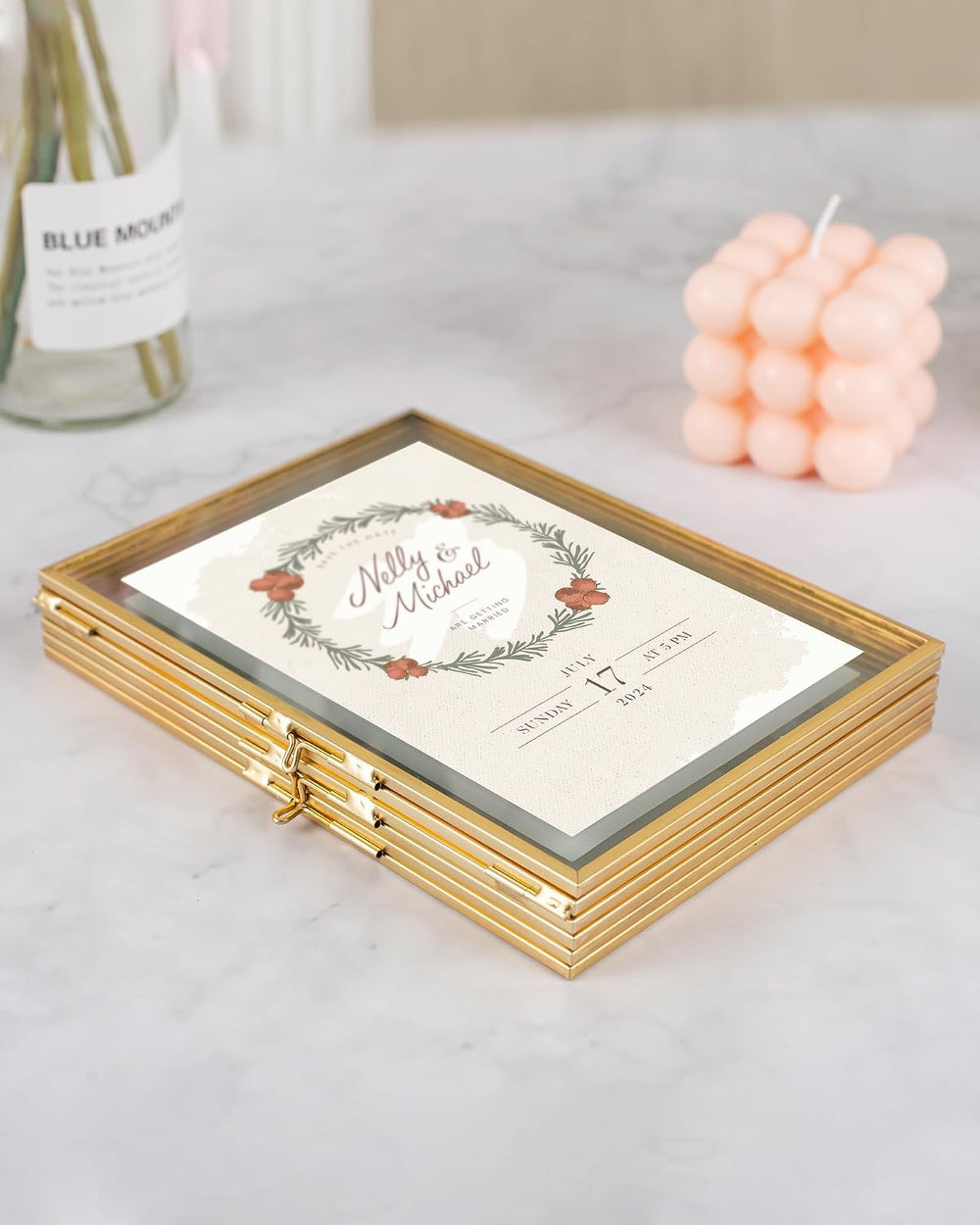 Gold Floating Frames, Vintage 5x7 Triple Folding Picture Frame, Hinged Glass ...