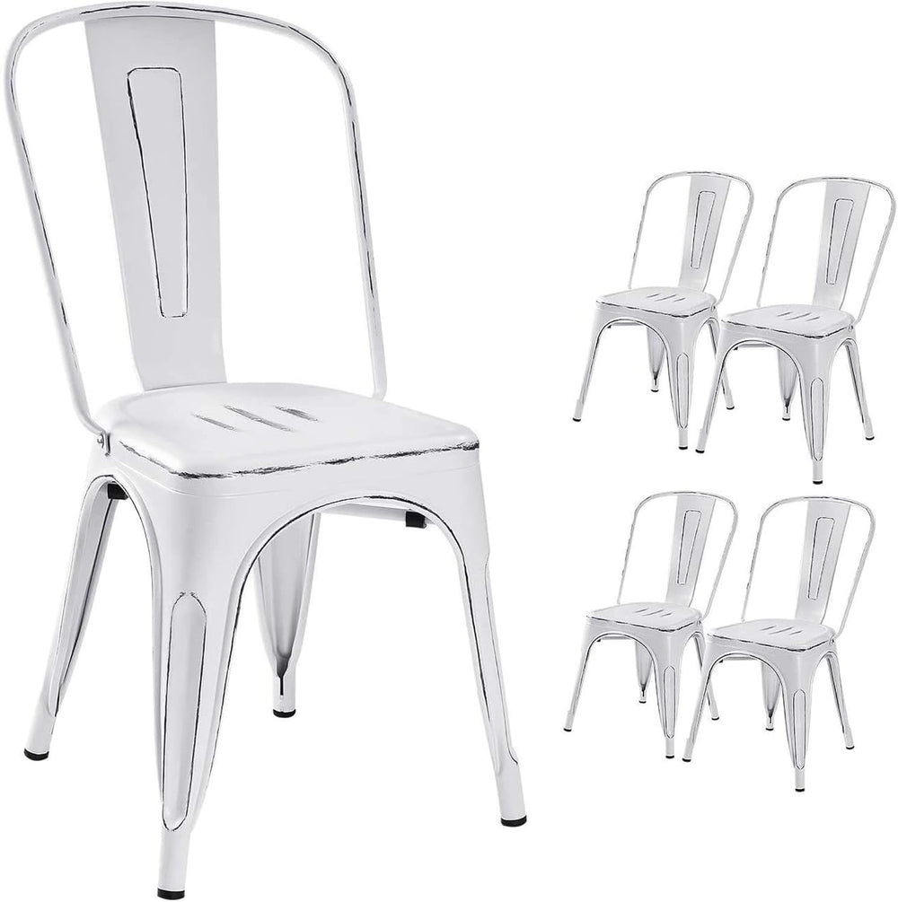 Devoko Metal Indoor-Outdoor Chairs Distressed Style Kitchen Dining Chairs Sta...