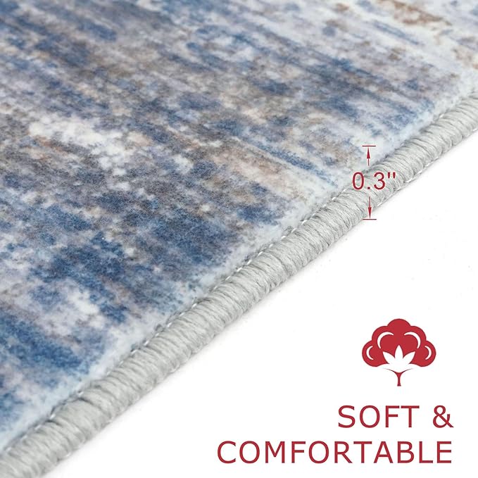 KOZYFLY Modern Abstract Hallway Runner, 2x10 Washable Rug Runner Non-Slip Soft - Image 2