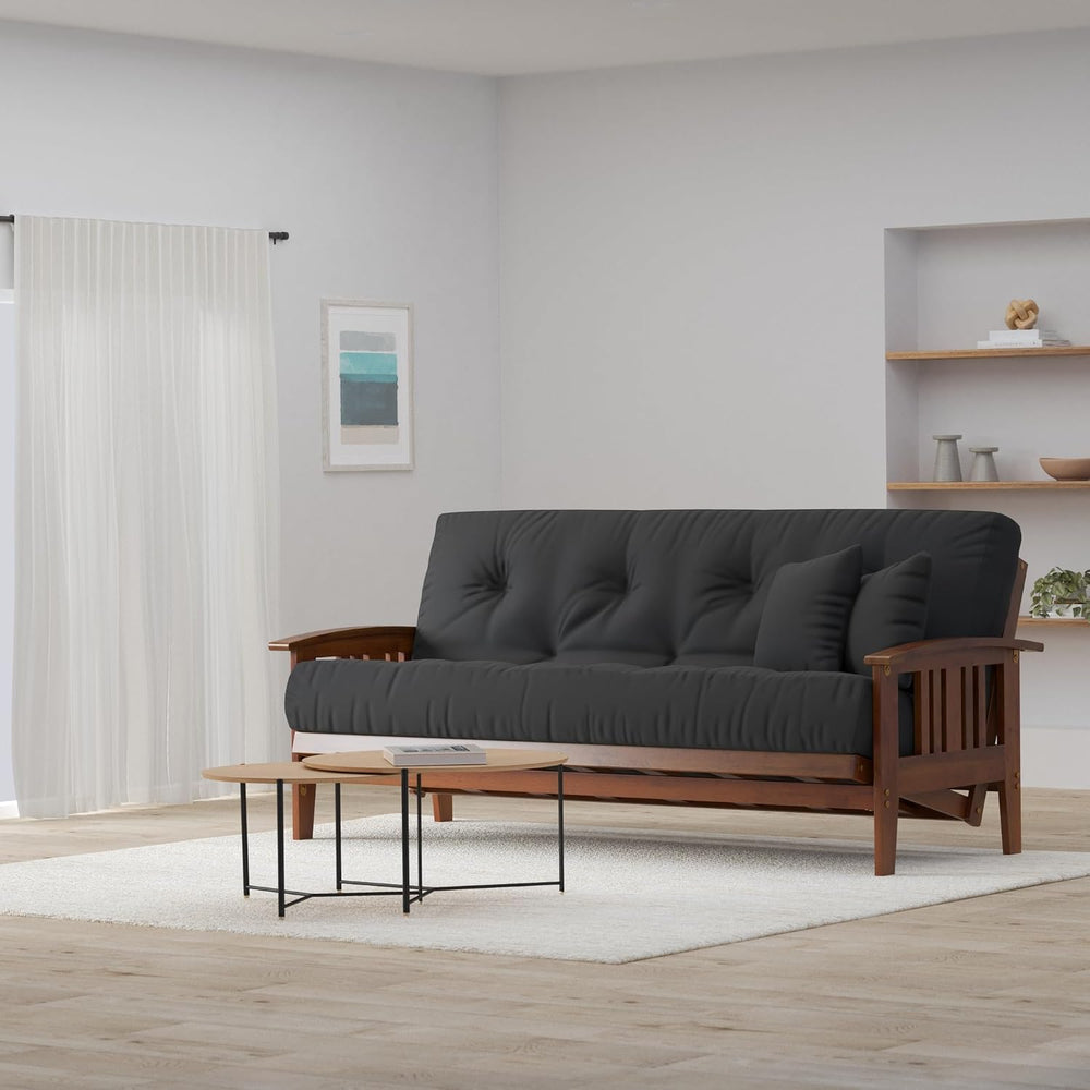 Westfield Futon Set - Queen Size, Frame, 8" Mattress, Twill Black Cover