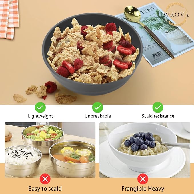 Wheat Straw Bowls Set 60 OZ Unbreakable Large Cereal Bowls Set of 6 Microwave - Image 4