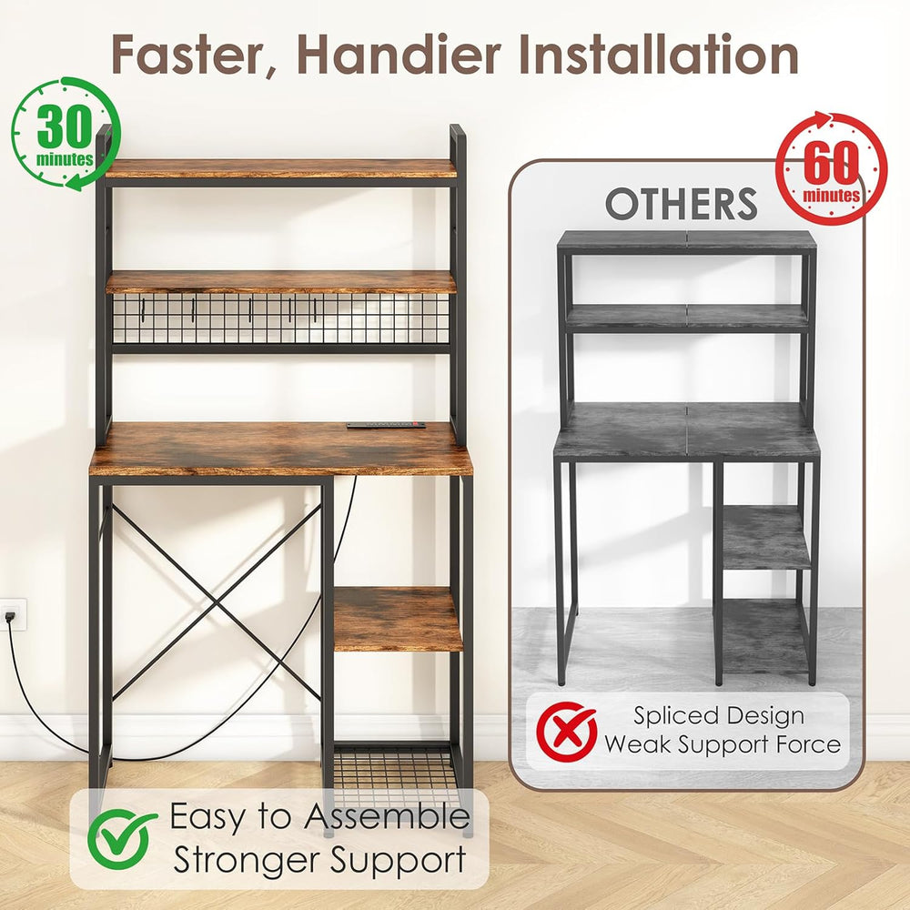 Multi-Functional Mini Fridge Stand, Mini Fridge and Microwave Storage Shelves...