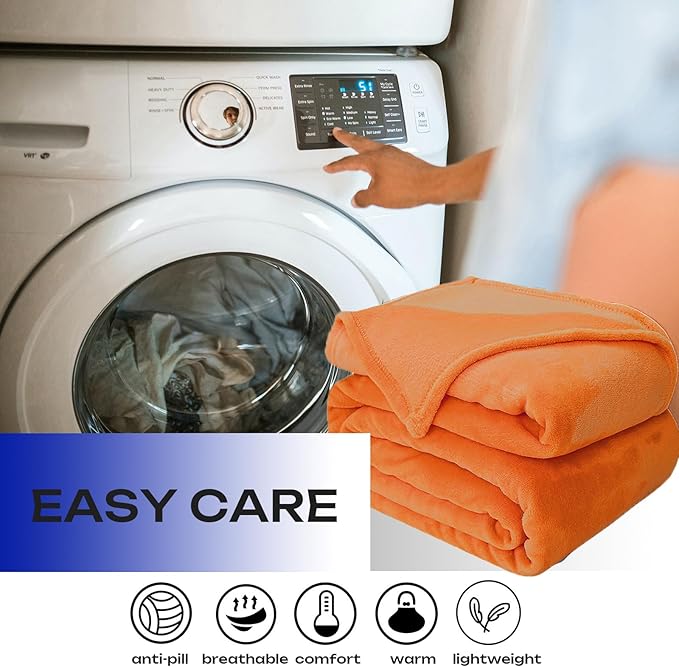 JIAHANNHA Orange Throw Blanket Fleece Blanket 60"x80", Super Soft Cozy Plush - Image 4