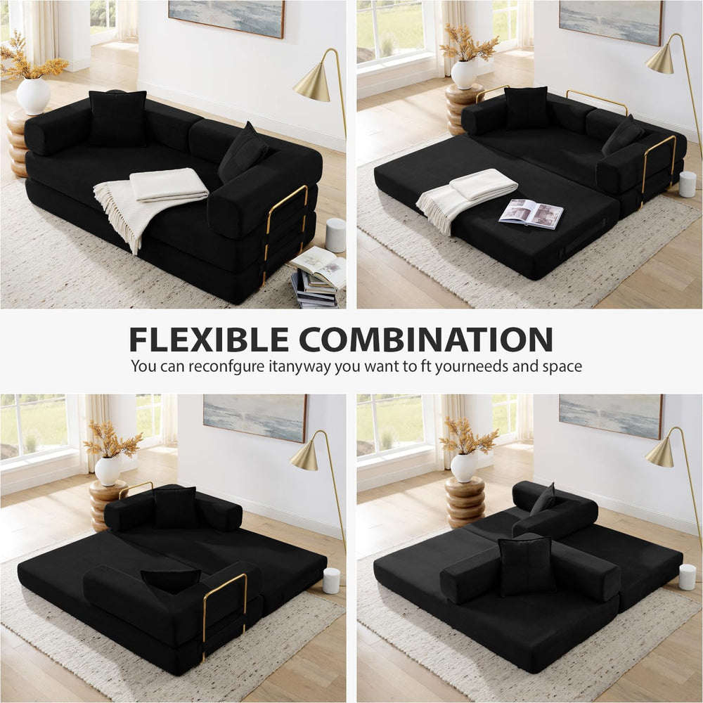 HANXIN 78'' Futon Sleeper Sofa Bed, Boneless Couch for Living Room, B...