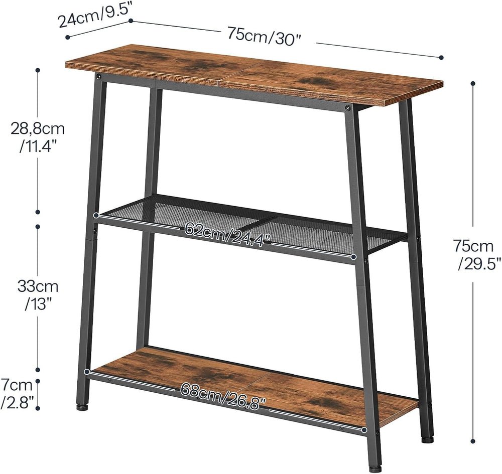 HOOBRO Narrow Console Table, 3-Tier Small Entryway Table with Storage Shelves...