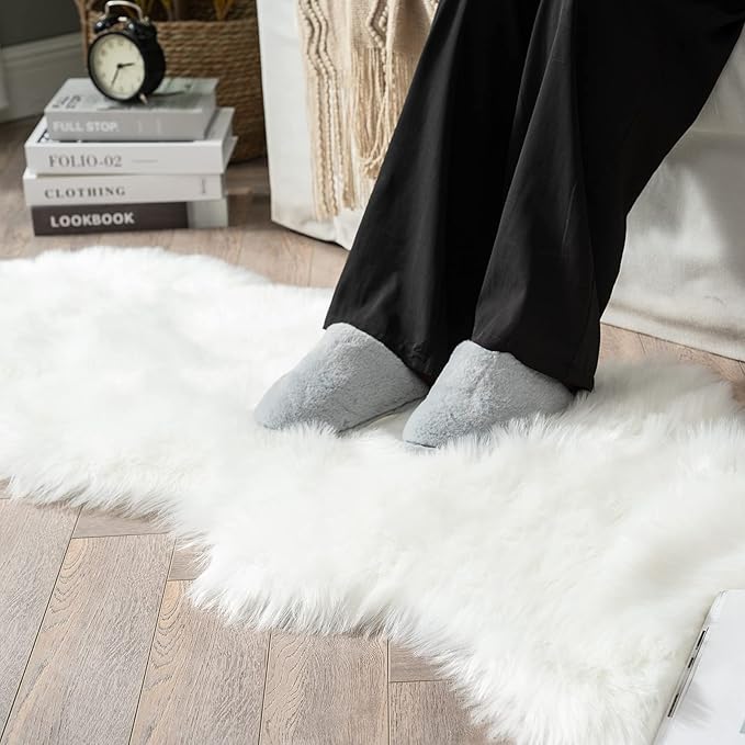 MIULEE Luxury Super Soft Fluffy Area Rug Faux Fur Sheepskin Rug Decorative - Image 5