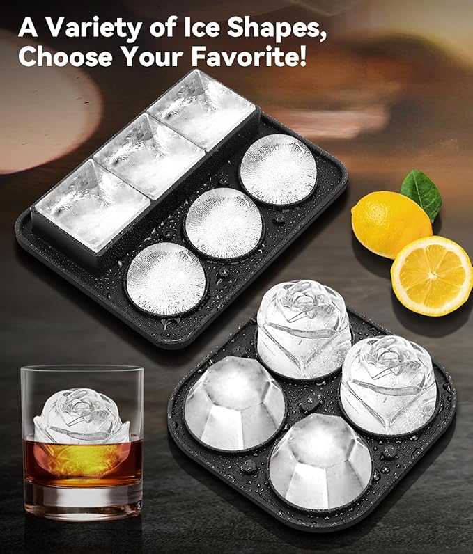 Ice Cube Tray with Lid, Silicone Ice Molds with Round, Large Ice Cube Mold - Image 2