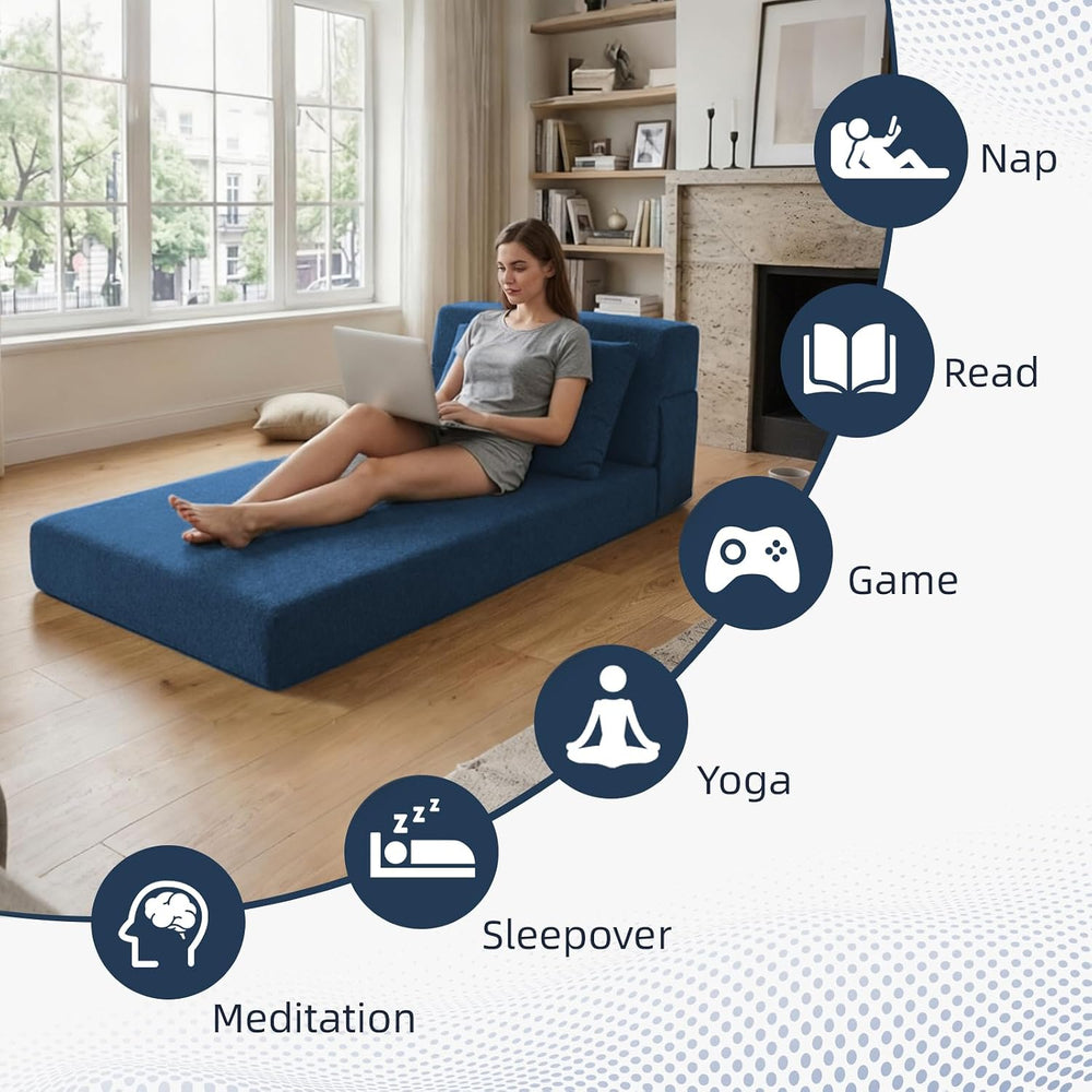 Folding Sofa Bed, Convertible Sleeper Chair Bed with Pillow
