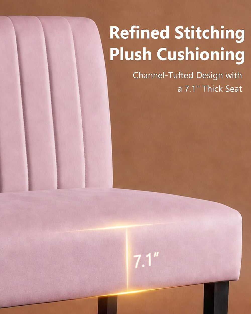 Oversized Armless Accent Chair Loveseat, Small Sofa, Pink Velvet, Modern