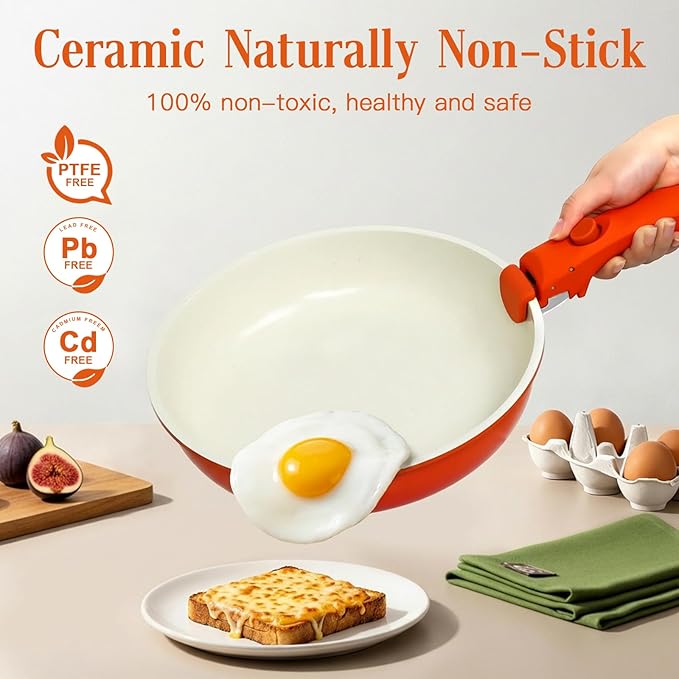 GIPP 11pcs Pots and Pans Set Non Stick, Nonstick Cookware Set Detachable Handle