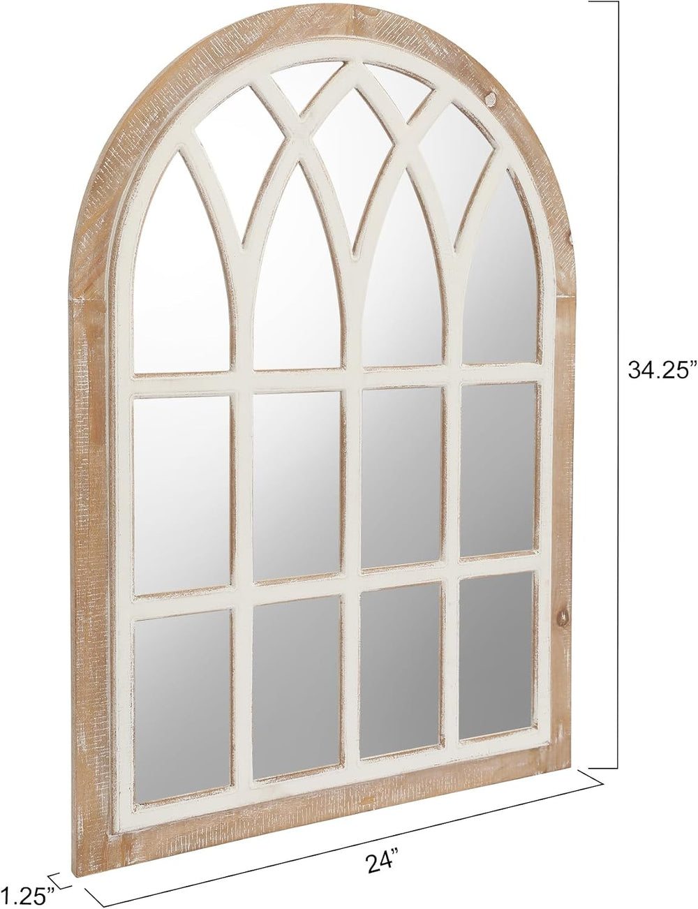 Farmhouse Window Pane Mirror, Large Decorative White Wall Mirror for Living R...