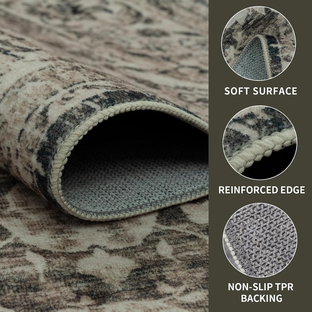 Area Rug 5×7 Washable Rugs for Bedroom Brown